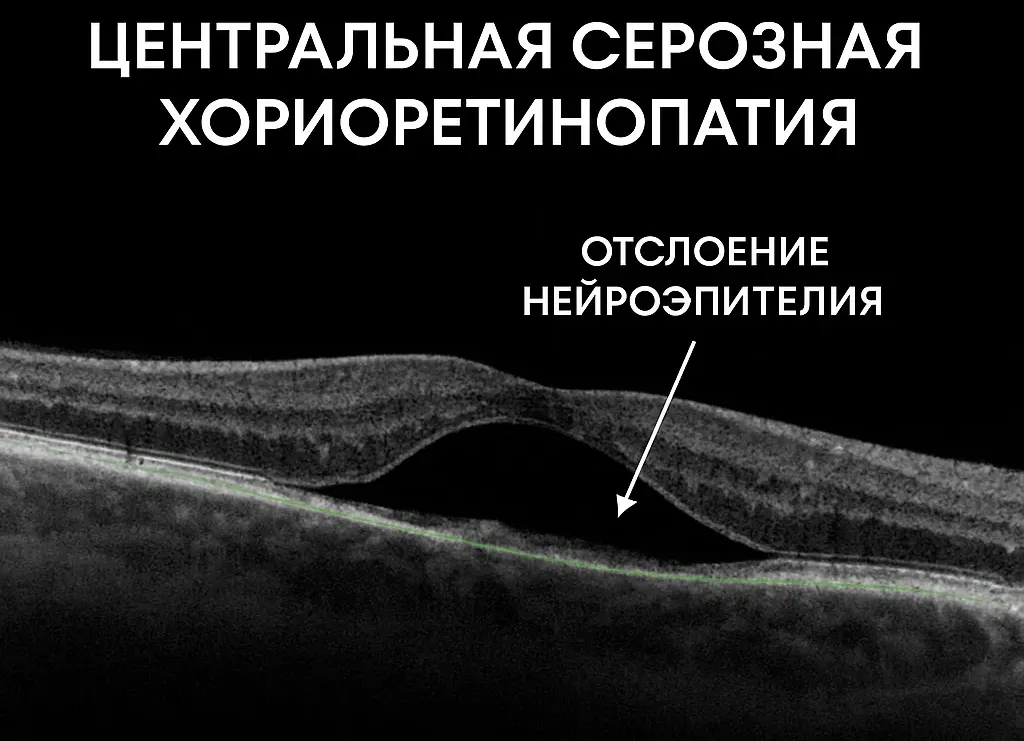 Центральная серозная хориоретинопатия, визуализация Центральная серозная хориоретинопатия