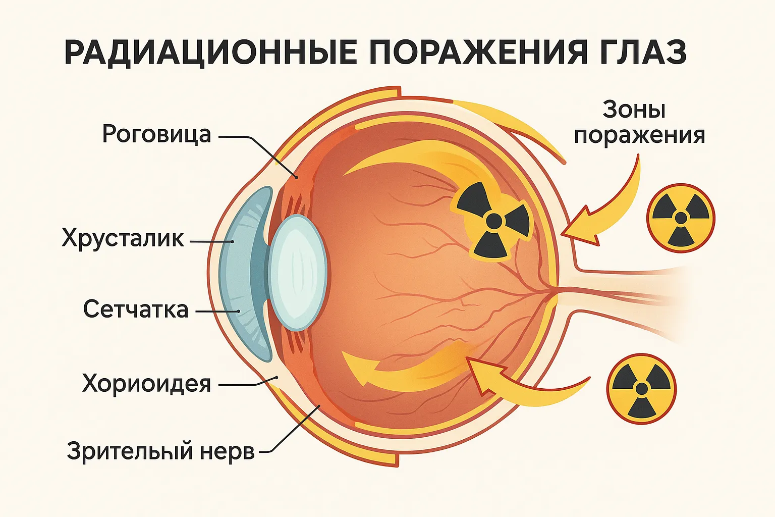 Радиационные поражения глаз, схема Радиационные поражения глаз